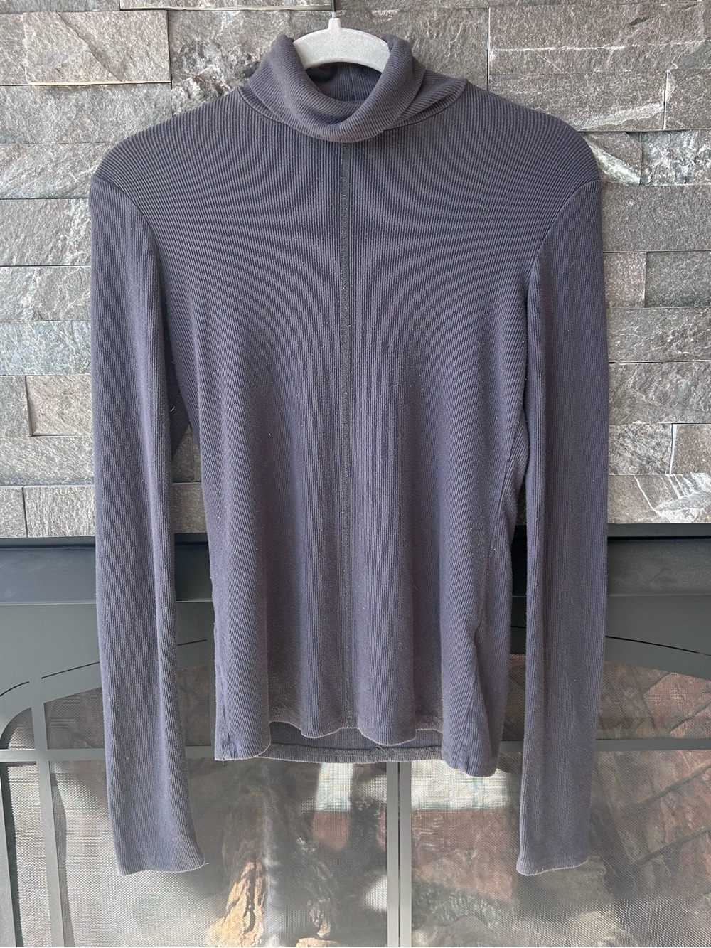 12th Tribe Charcoal Grey Ribbed Turtleneck Top